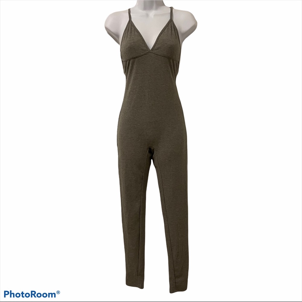 Ribbed Cross Back Jumpsuit